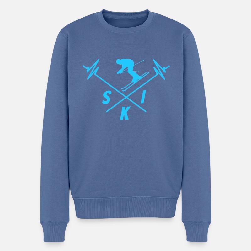 SKI skifahren schifoan is das leiwandste - Männer Premium Bio Pullover - Taubenblau