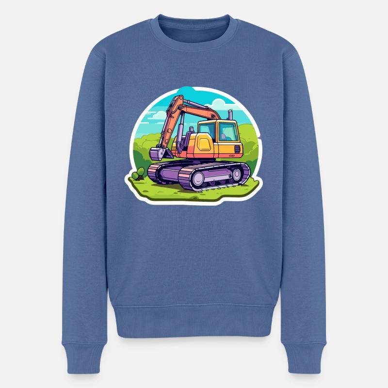 Bagger Baustelle Zeichnung - Männer Premium Bio Pullover - Taubenblau