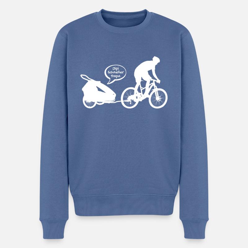 MTB Papa mit Fahrradanhänger Vatertag - Männer Premium Bio Pullover - Taubenblau