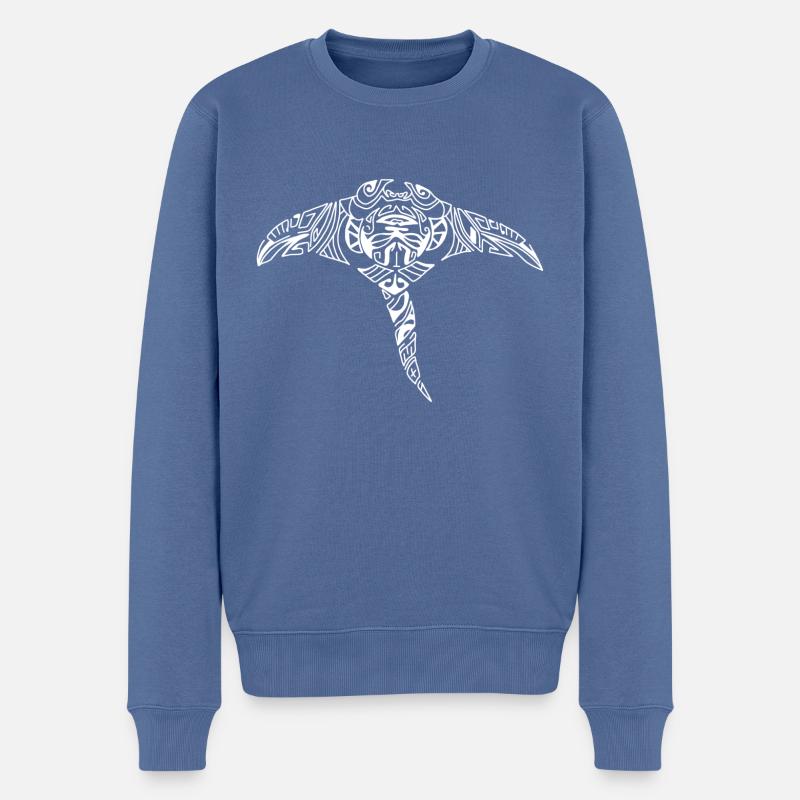 Manta raie Poisson - Pull Premium bio Homme - bleu pigeon
