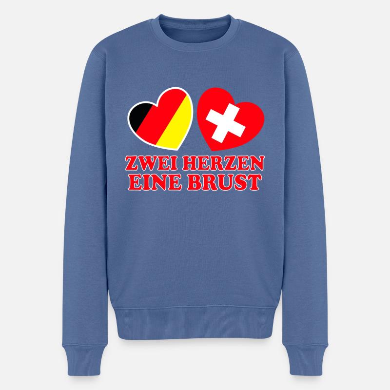 Deutschland Schweiz - Männer Premium Bio Pullover - Taubenblau