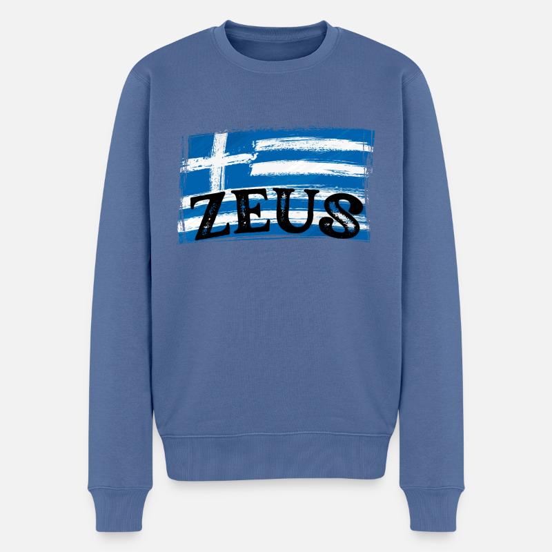 Drapeau Grec Zeus - Pull Premium bio Homme - bleu pigeon