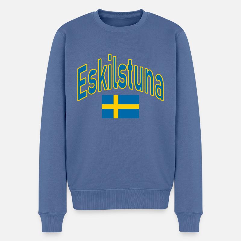 Eskilstuna schweden flagge - Männer Premium Bio Pullover - Taubenblau