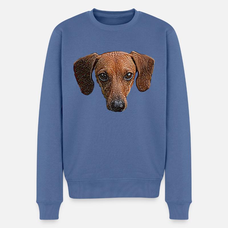 Visage de teckel - Pull Premium bio Homme - bleu pigeon