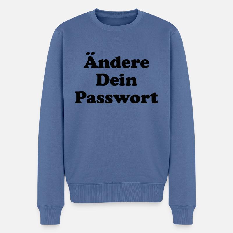 Ändere Dein Passwort! - schwarz - Männer Premium Bio Pullover - Taubenblau