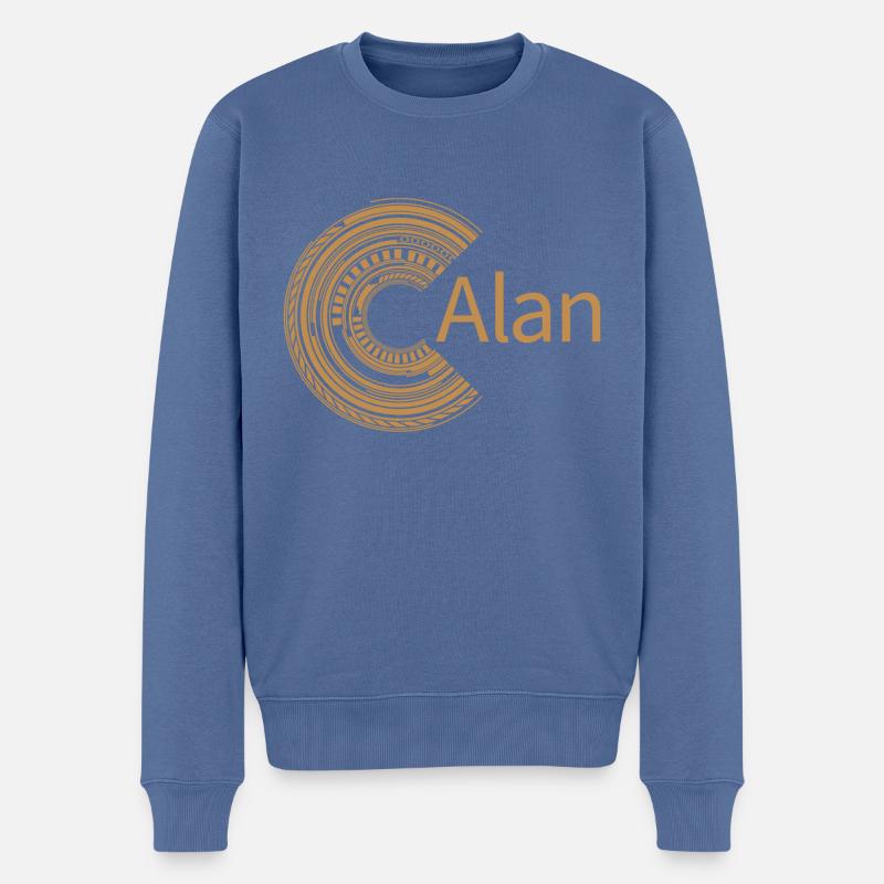 Für Alan - Männer Premium Bio Pullover - Taubenblau