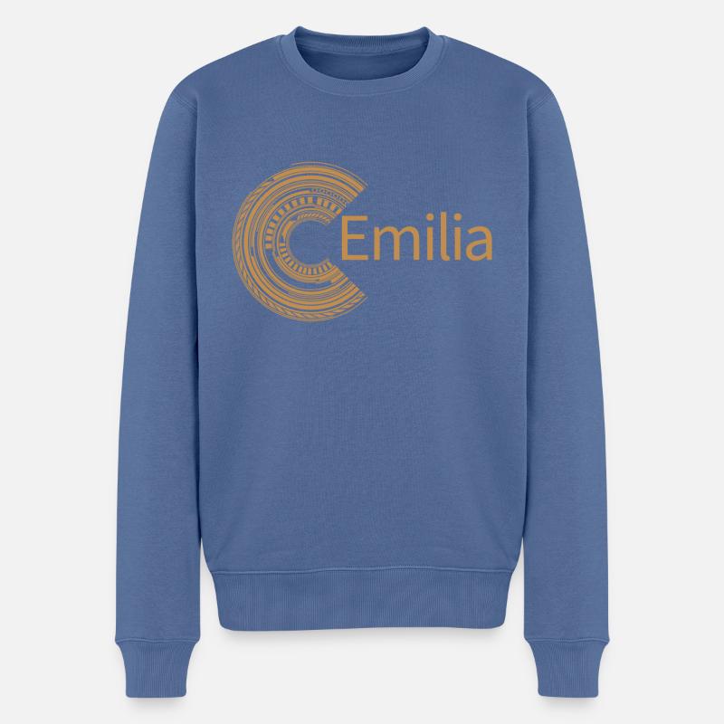 Für Emilia - Männer Premium Bio Pullover - Taubenblau