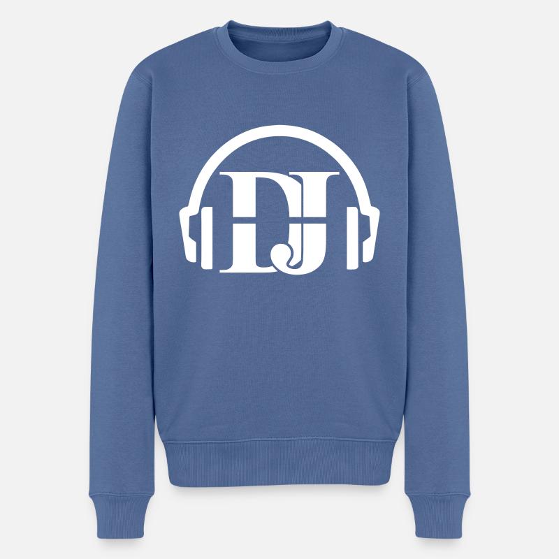 DJ Techno Design Kopfhörer und DJ - Männer Premium Bio Pullover - Taubenblau