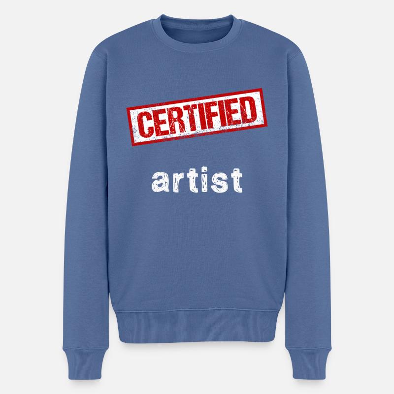 Künstler - Männer Premium Bio Pullover - Taubenblau