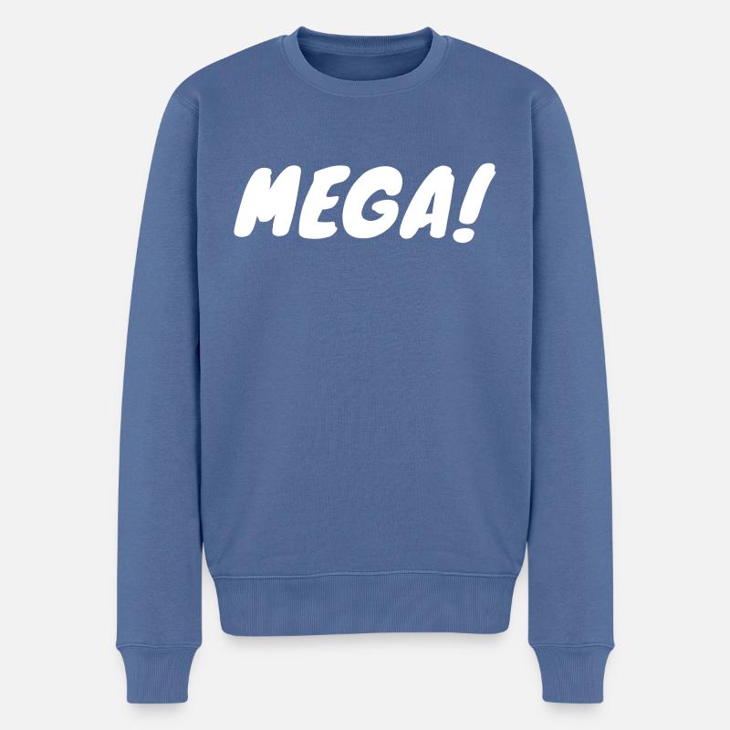 MEGA! - Männer Premium Bio Pullover - Taubenblau