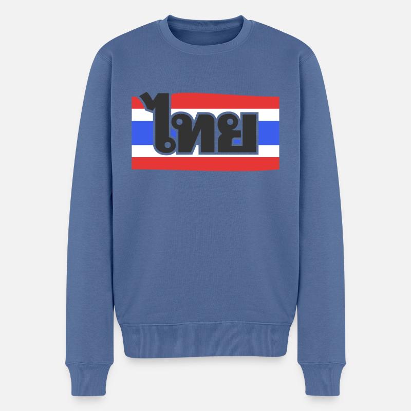 Thailand Thai Flagge - Männer Premium Bio Pullover - Taubenblau