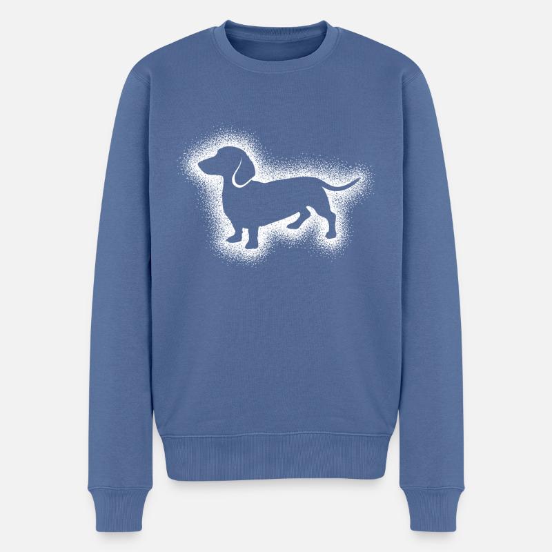 Teckel Teckel, DOTS SILHOUETTE - Pull Premium bio Homme - bleu pigeon