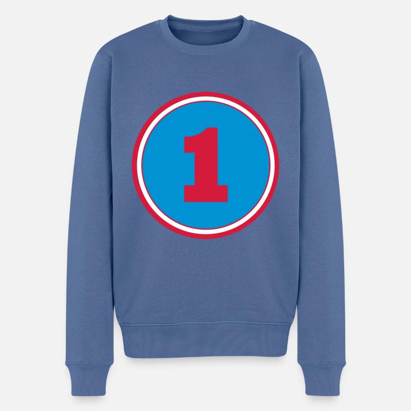 1 ***** - Männer Premium Bio Pullover - Taubenblau