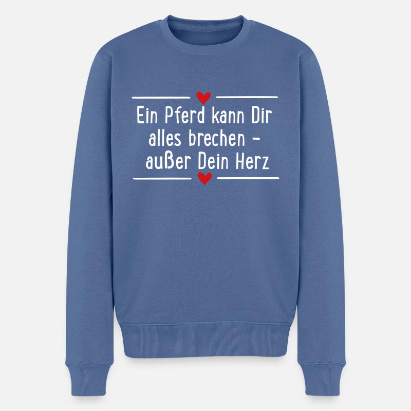 Pferd - Männer Premium Bio Pullover - Taubenblau