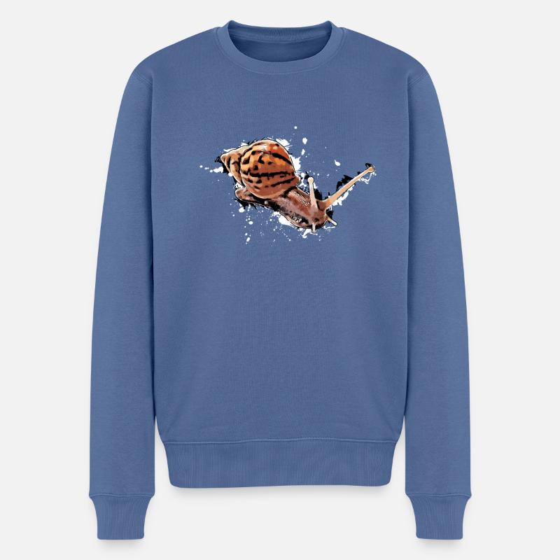 escargot avec des points - Pull Premium bio Homme - bleu pigeon
