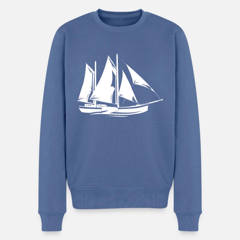 einzelnes Strijd-Logo No-Name weiß - Männer Premium Bio Pullover - Taubenblau