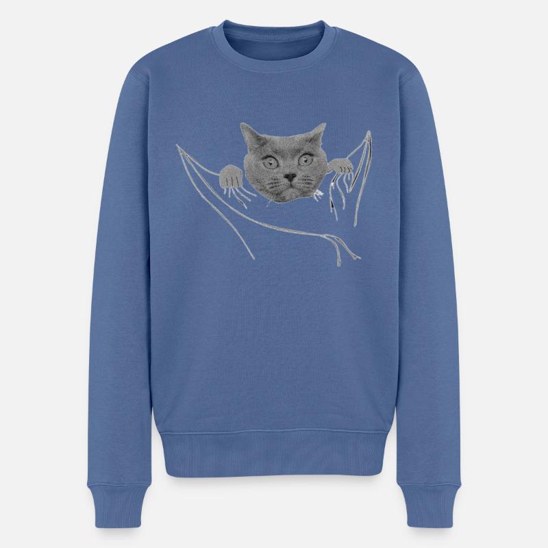 Katze in der Tasche Cat - Männer Premium Bio Pullover - Taubenblau
