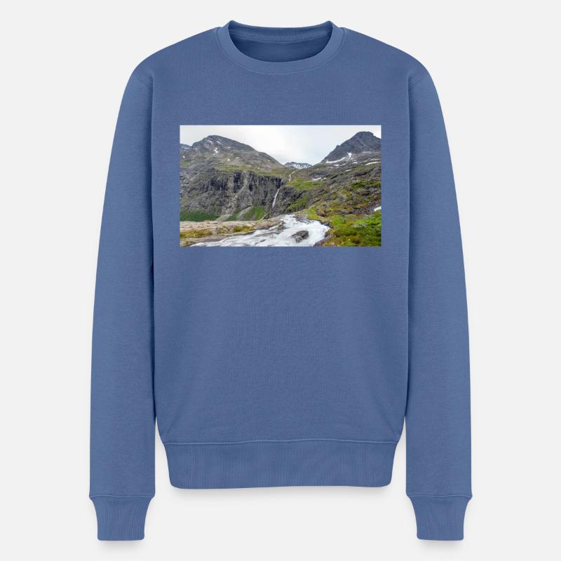 Trollstigen Tverelva Stigfossen Trollstigen - Männer Premium Bio Pullover - Taubenblau