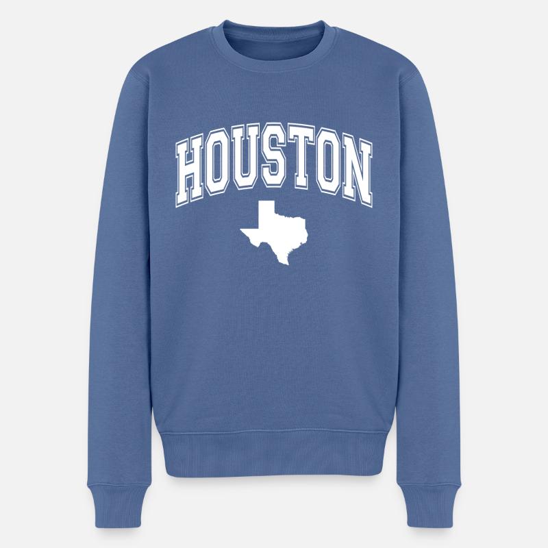 houston plan plan - Pull Premium bio Homme - bleu pigeon