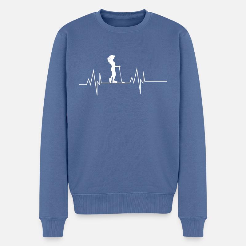Golf Maman Heartbeat - Pull Premium bio Homme - bleu pigeon