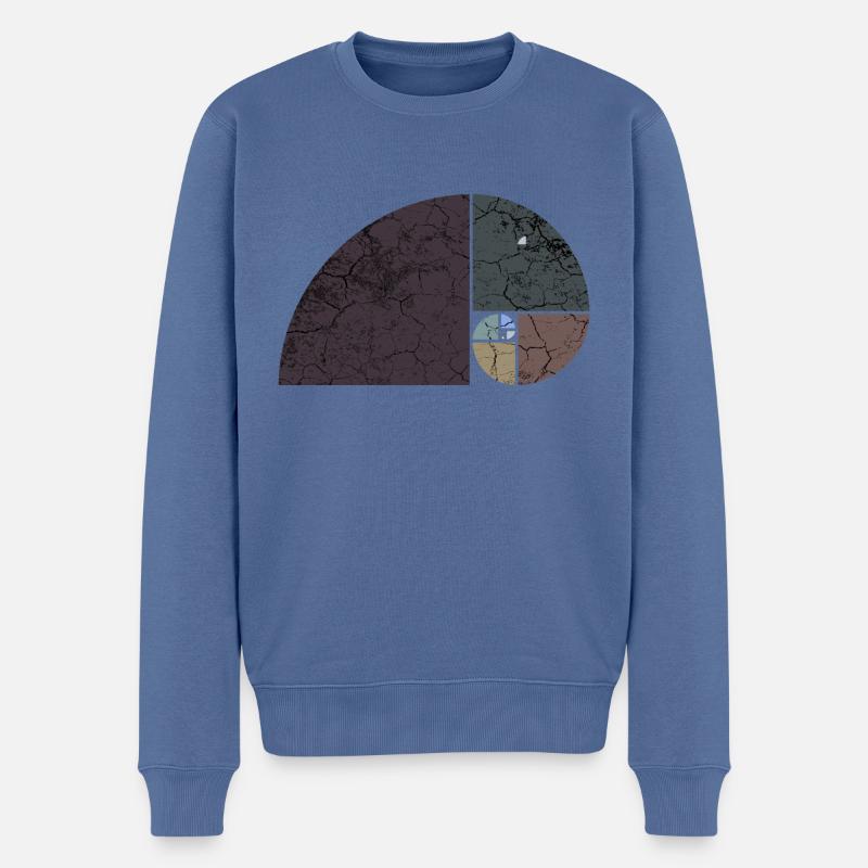 Fibonacci Spiral Elephant - Golden Ratio grungy 2 - Männer Premium Bio Pullover - Taubenblau