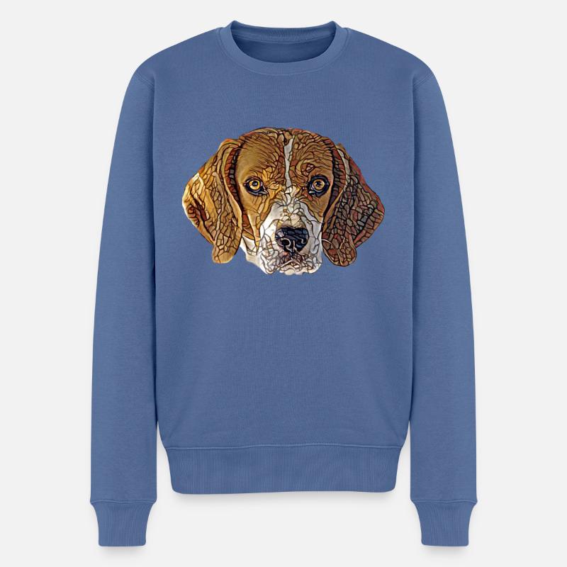 Beagle Gesicht - Männer Premium Bio Pullover - Taubenblau