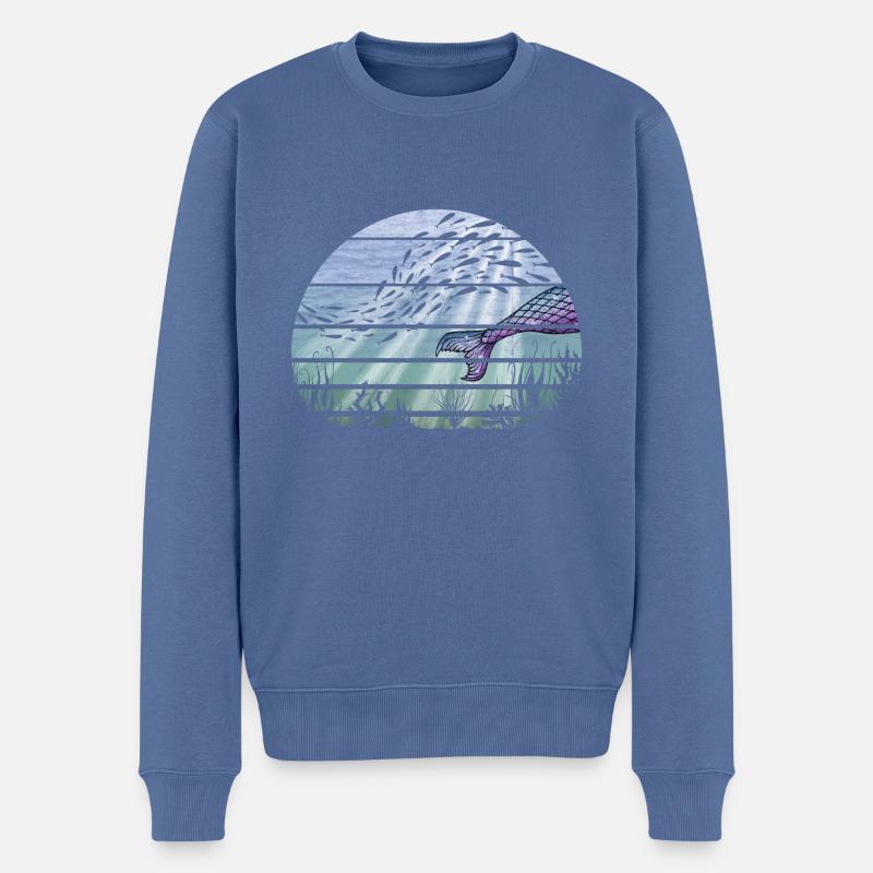 Fantasy Unterwasser Meerjungfrau Meermann Ästhetik - Männer Premium Bio Pullover - Taubenblau