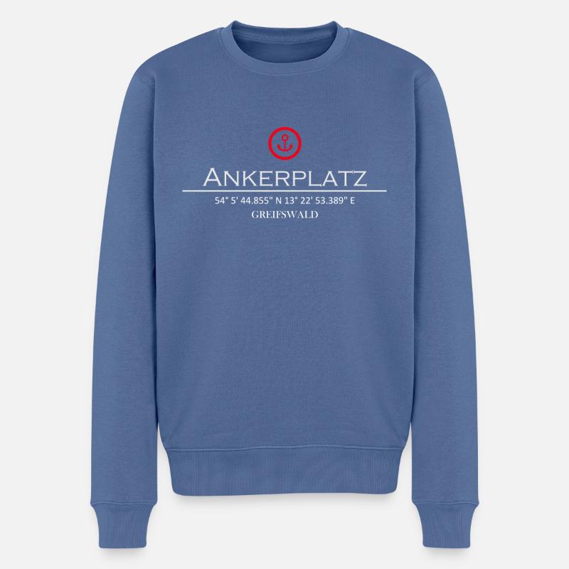 Ankerplatz Greifswald - Männer Premium Bio Pullover - Taubenblau