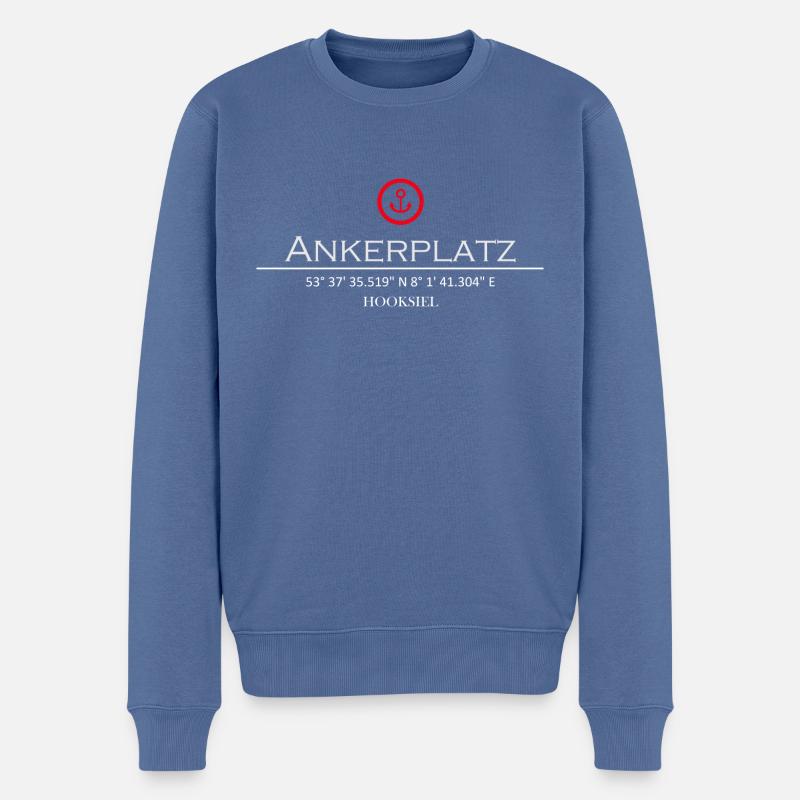 Ankerplatz Hooksiel - Männer Premium Bio Pullover - Taubenblau