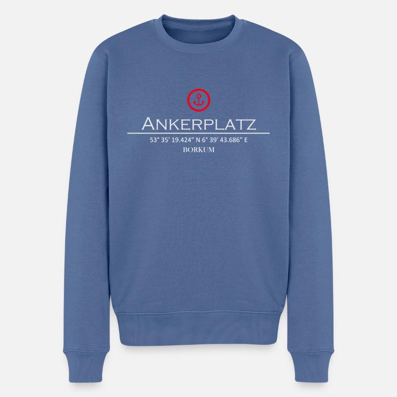 Ankerplatz Borkum - Männer Premium Bio Pullover - Taubenblau
