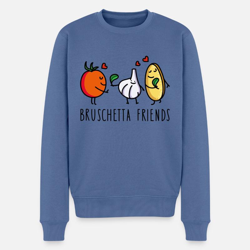 Lustige Bruschetta Freunde - Männer Premium Bio Pullover - Taubenblau