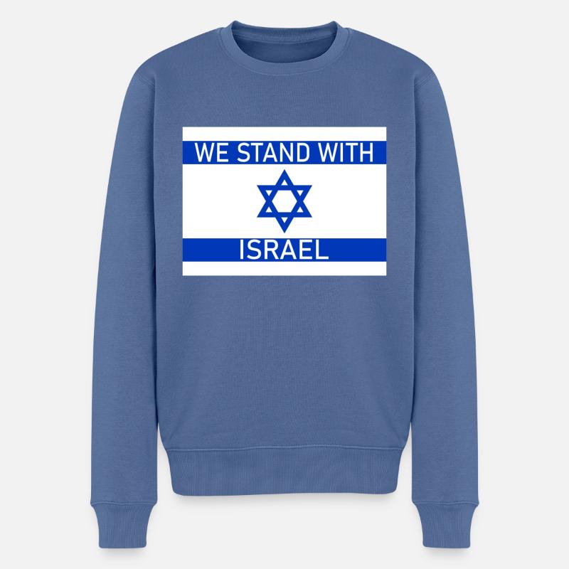 WE STAND WITH - Männer Premium Bio Pullover - Taubenblau