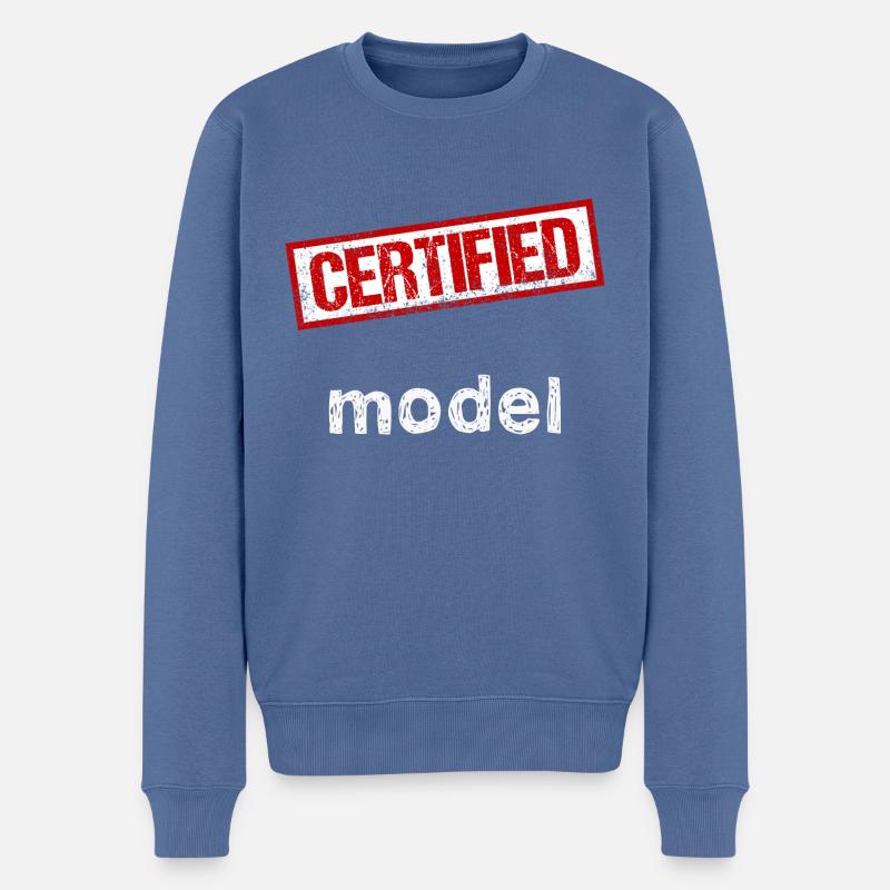 Modèle - Pull Premium bio Homme - bleu pigeon