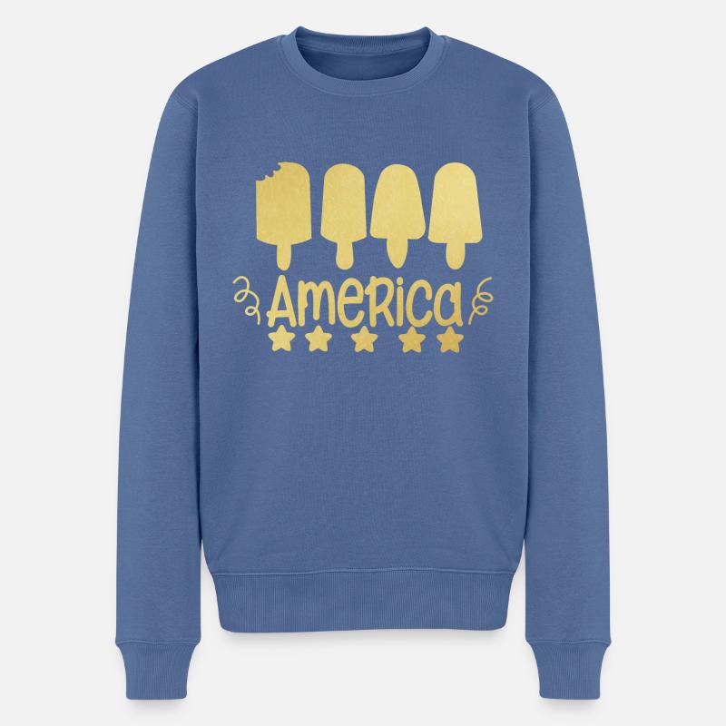 4 juillet américain - Pull Premium bio Homme - bleu pigeon