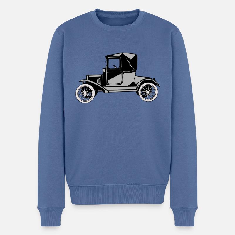 Tin Lizzie - Männer Premium Bio Pullover - Taubenblau