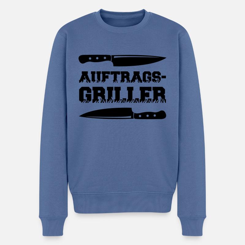 auftragsgriller 01 - Männer Premium Bio Pullover - Taubenblau