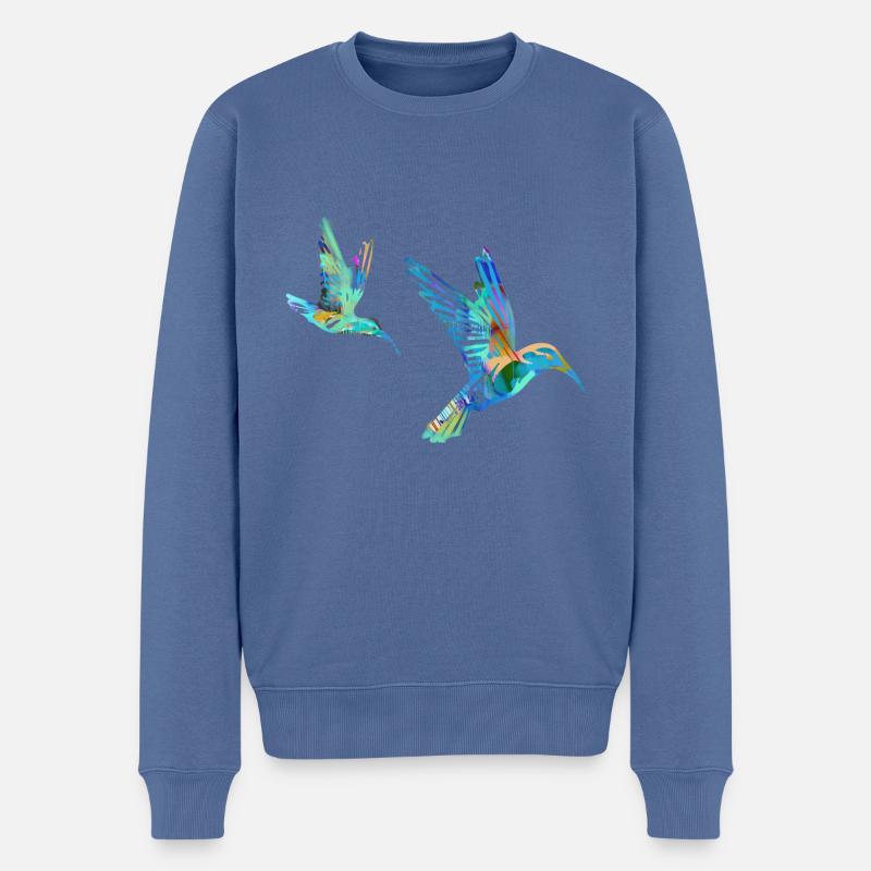 kolibri ,vögel ,aquarell, blau, graffiti, vogel - Männer Premium Bio Pullover - Taubenblau