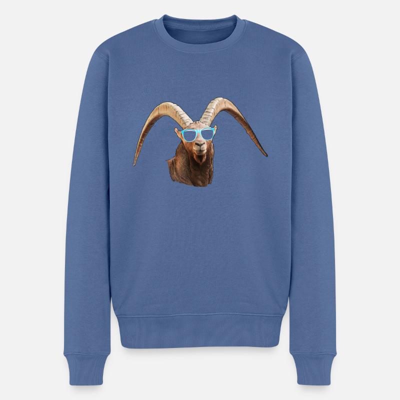 angesagter Steinbock - Männer Premium Bio Pullover - Taubenblau