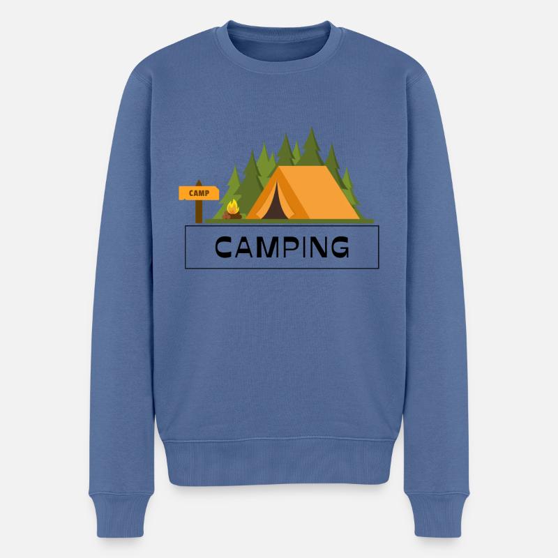 Conception de camping - Pull Premium bio Homme - bleu pigeon