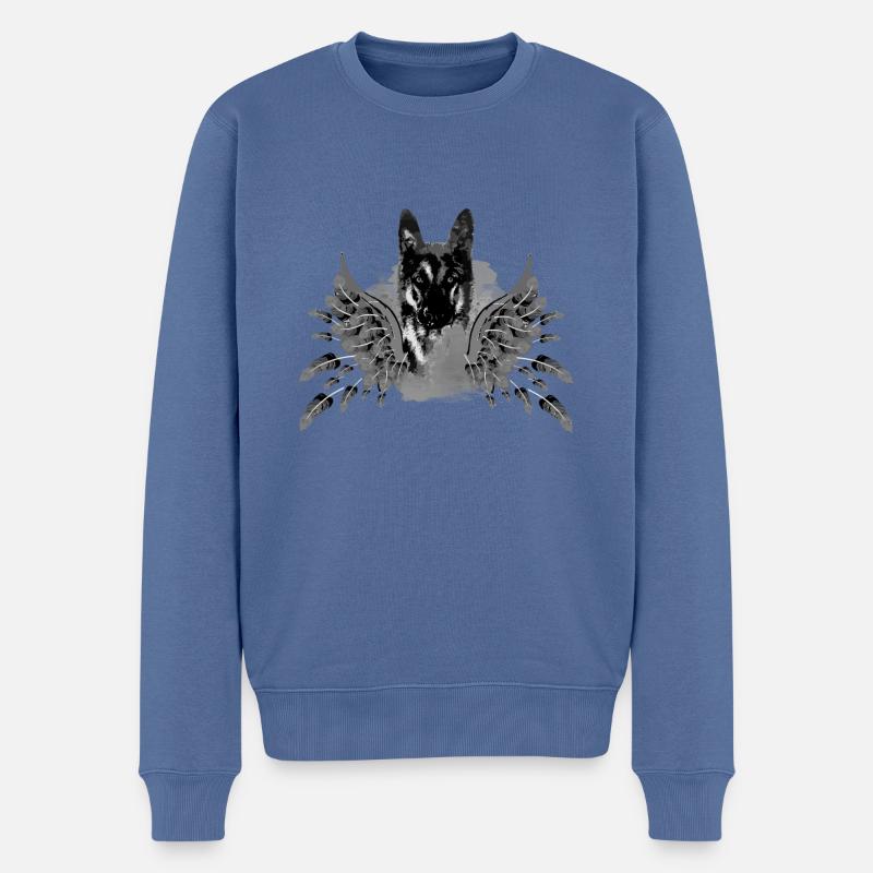 schäferhund ,hund,graffiti, schutzengel,engel - Männer Premium Bio Pullover - Taubenblau