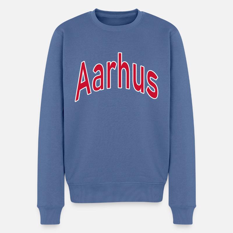 Aarhus - Økologisk premium-sweatshirt til mænd - dueblå