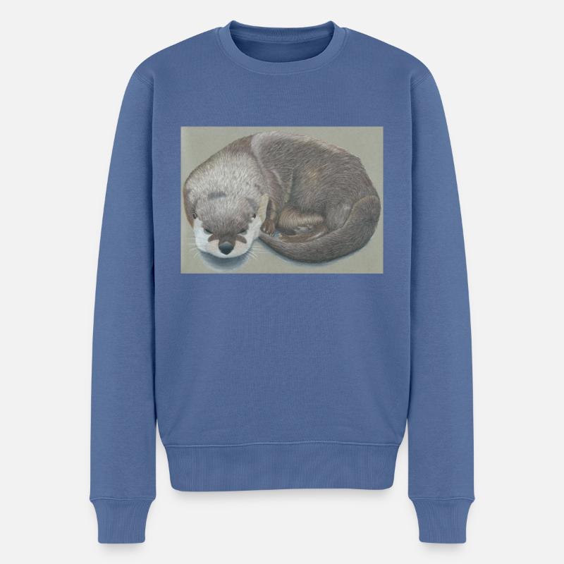 otter 12 03 2023 - Männer Premium Bio Pullover - Taubenblau