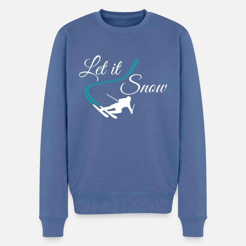 let it snow skifahrer - Männer Premium Bio Pullover - Taubenblau