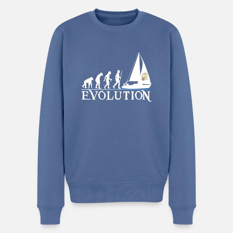 Evolution version blanc - Pull Premium bio Homme - bleu pigeon