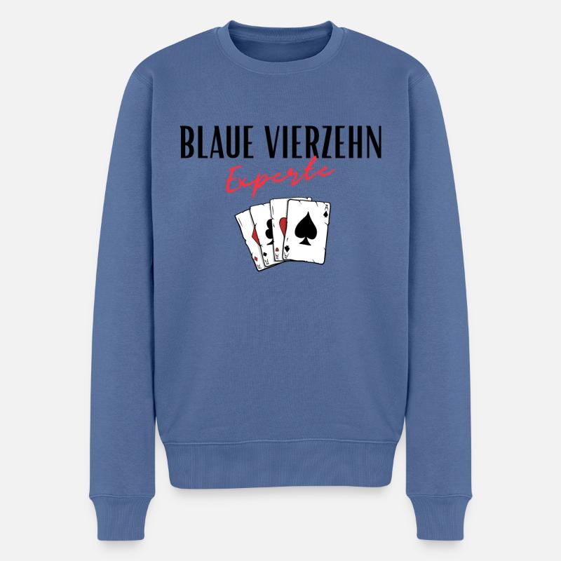 Blaue Vierzehn Experte - Männer Premium Bio Pullover - Taubenblau