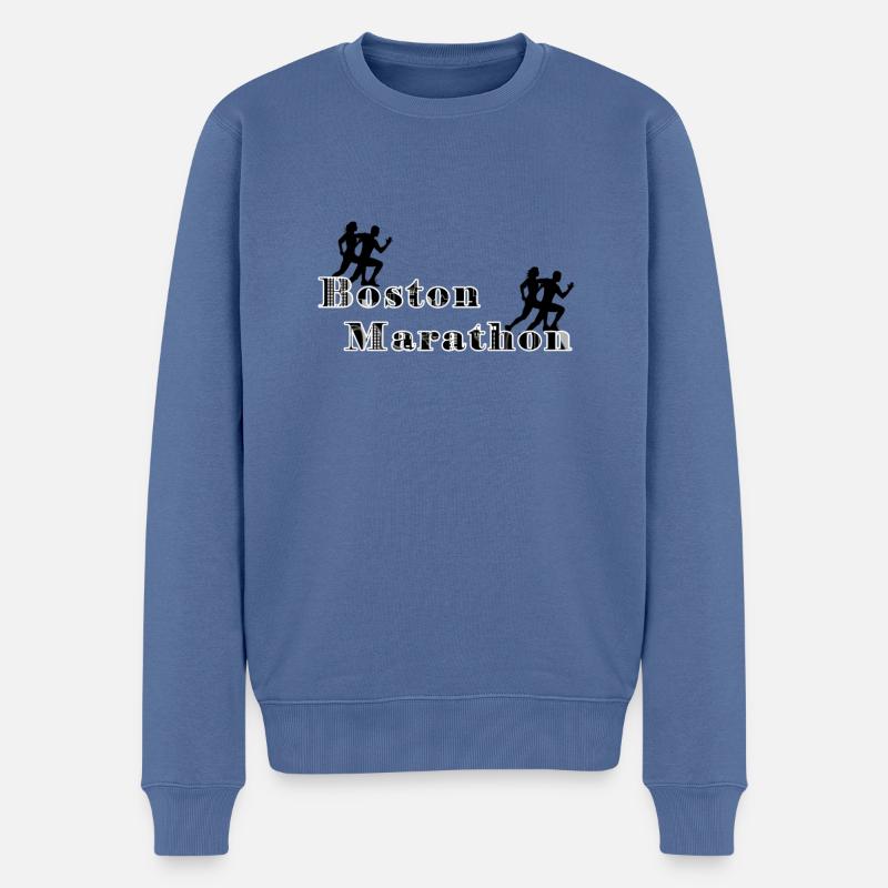 Marathon de Boston - Pull Premium bio Homme - bleu pigeon