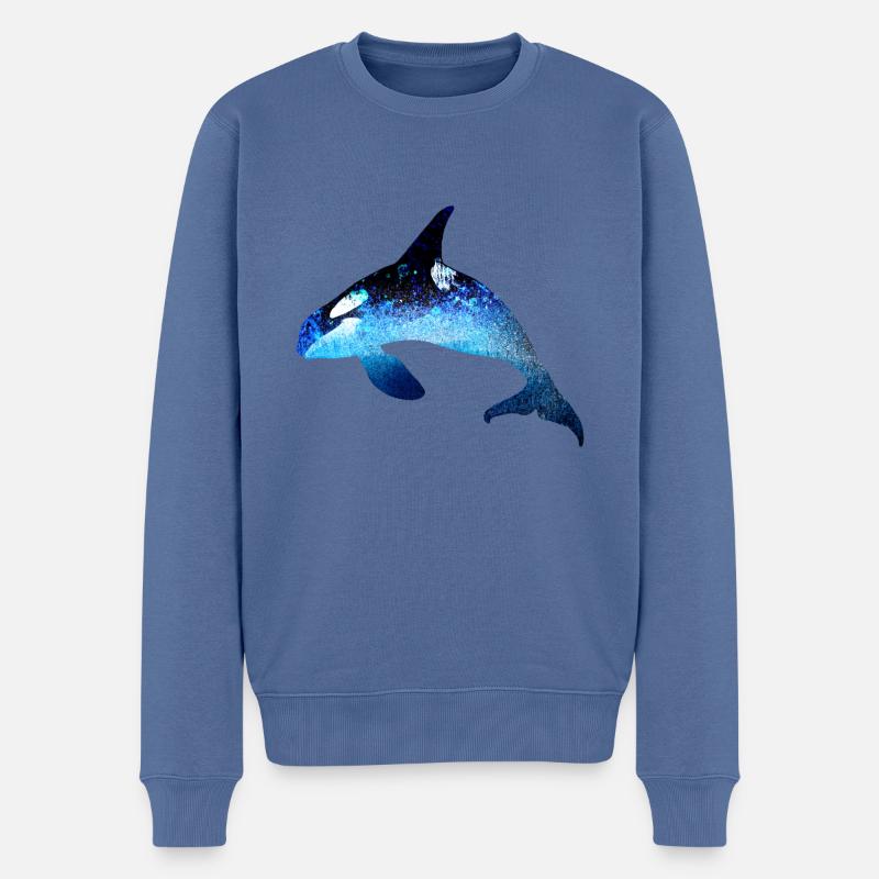 wal,blau,fisch,malerei,kunst,blau,meer - Männer Premium Bio Pullover - Taubenblau