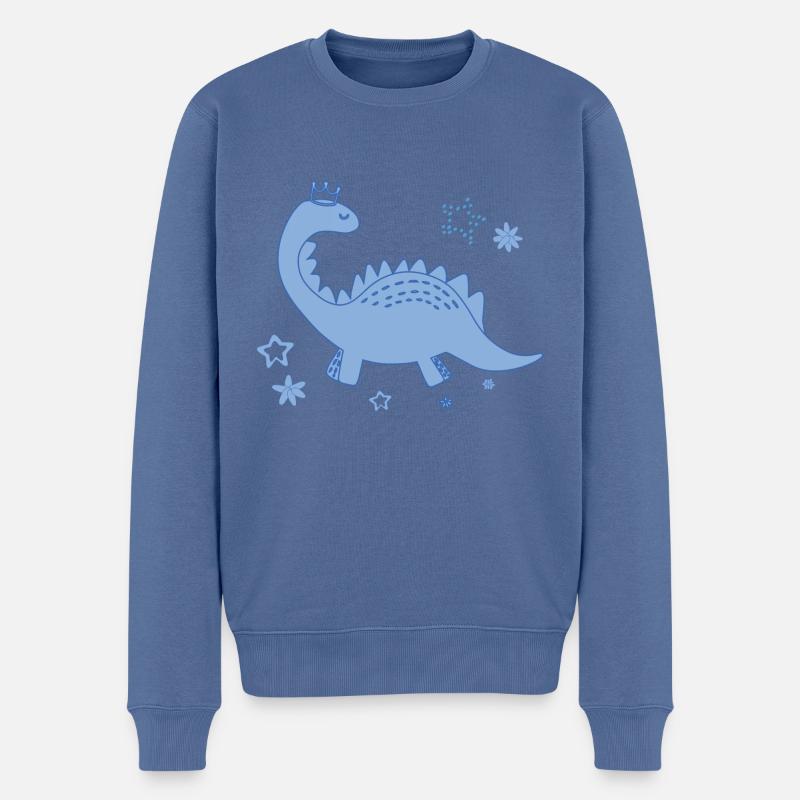 dinosaurier, dino, blauer dino,prinz - Männer Premium Bio Pullover - Taubenblau