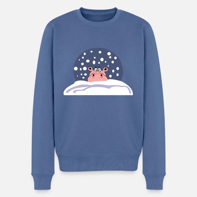 schnee hippo nilpferd weihnachten winter santa - Männer Premium Bio Pullover - Taubenblau