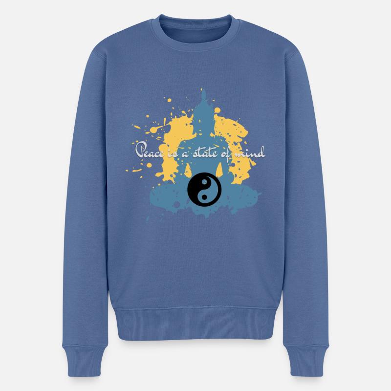 Frieden ist ein Geisteszustand - Männer Premium Bio Pullover - Taubenblau
